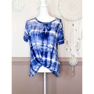 Emelia Tie Dye Blue Knotted Shirt Size M